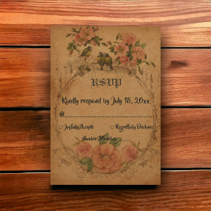 Cartão RSVP Vintage Retro Clássico Antigo Casamento Clássico H