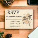 Cartão RSVP Vintage Retro Funny Bride Cartoon Rustic Weding<br><div class="desc">Este convite de casamento retrô vintage é adequado para um casamento moderno. O antigo design minimalista apresenta Vintage Retro Funny Bride Cartoon Rustic Wedtic RSVP Card</div>