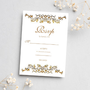 Cartão RSVP Vintage Rococo Na moda Formal Casamento Elegante