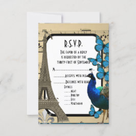 Cartão RSVP Vintage romântico Casamento de Paris R.S.V.P.