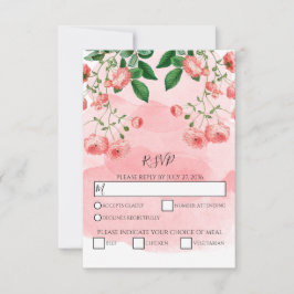 Cartão RSVP Vintage Rosa cor-de-rosa Casamento Botânico Floral