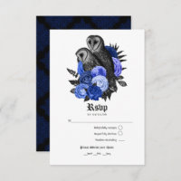 Vintage Royal Blue Owls Casamento Gótico