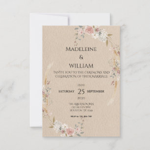 Cartão RSVP Vintage Rustic Boho Wedding