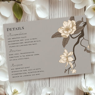 Cartão RSVP Vintage Rustic Magnolia Detalhes De Casamento Da C