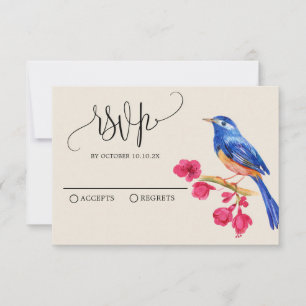 Cartão RSVP Vintage rustic Wild Animal bird floral