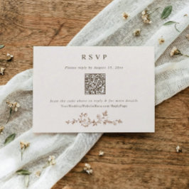 Cartão RSVP Vintage Victorian Brown & Cream Wedding QR Code