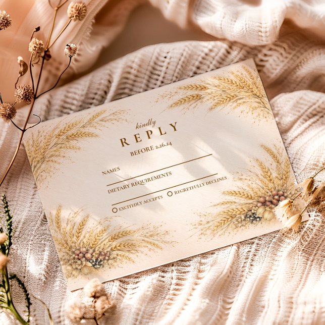 Cartão RSVP Vintage Wheat Field Graduation Party (Criador carregado)