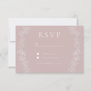 Cartão RSVP Vintage White Flowers Dusty Pink Casamento