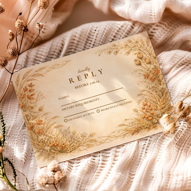 Cartão RSVP Vintage Wildflower Graduation Party (Criador carregado)