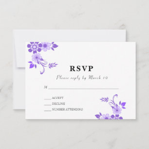 Cartão RSVP Violeta Floral