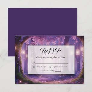Cartão RSVP Violeta no Casamento Florestal Encantado à Meia-No
