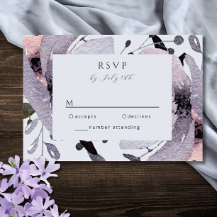 Cartão RSVP Violeta Ousado Floral Abstrato Ameixa Malva