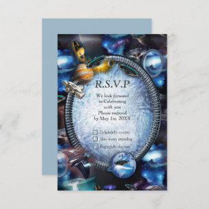 Cartão RSVP Visitantes da Galáxia no espaço