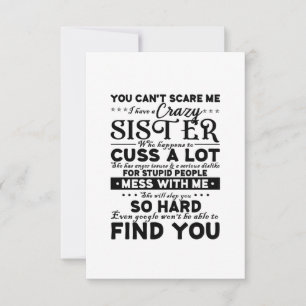 Cartão RSVP Você Não Pode Me Assustar Eu Tenho Uma Irmã Louca