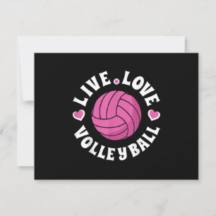 Cartão RSVP Voleibol De Amor Vivo Para Mulheres Meninas Fa De