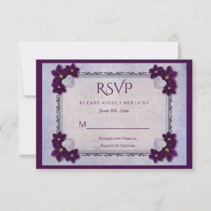 Cartão RSVP Voz Decorativa sobre Flores e Corações