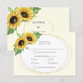 Cartão RSVP VP de girassol elegante e simples