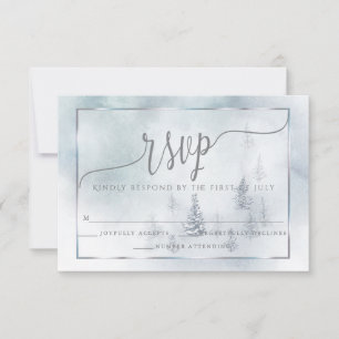 Cartão RSVP VP  Silver Blue Winter Wonderland