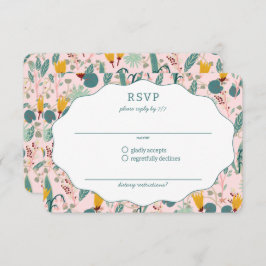 Cartão RSVP Water Garden Floral Bridal Shower Cute CUSTOM