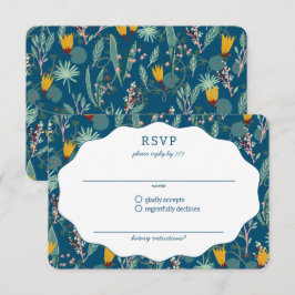 Cartão RSVP Water Garden Floral Bridal Shower Cute CUSTOM