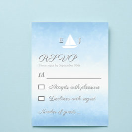 Cartão RSVP Water Meets Sky Watercolor Wedding