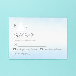 Cartão RSVP Water Meets Sky Watercolor Wedding