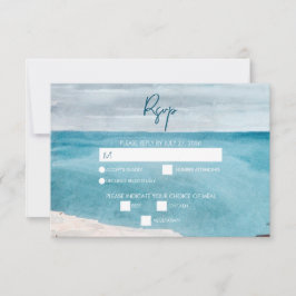 Cartão RSVP Watercolor Beach Ocean Ong Casamento Monograma