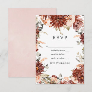 Cartão RSVP Watercolor Burgundy e Blush Floral Weds