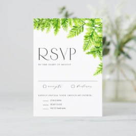 Cartão RSVP Watercolor Chartreuse Green Fern Deixa Casamento