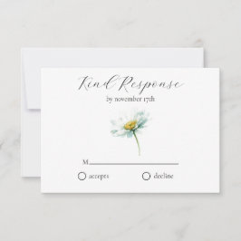 Cartão RSVP Watercolor Daisy Rustic Floral QR Code Wedding
