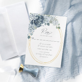 Cartão RSVP Watercolor Dusty Blue Floral Opções de Casamento