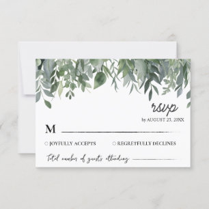 Cartão RSVP Watercolor Eucalyptus Deixa Casamento Verde