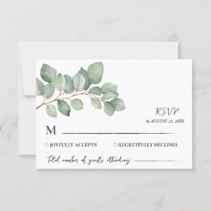 Cartão RSVP Watercolor Eucalyptus Deixa Casamento Verde