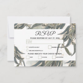 Cartão RSVP Watercolor Eucalyptus Deixa Casamento Verde