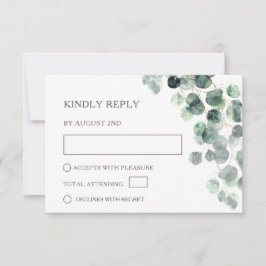 Cartão RSVP Watercolor Eucalyptus Leaves Wedding