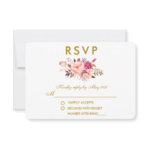 Watercolor Floral Rosa Blush Dourado Casamento RSV