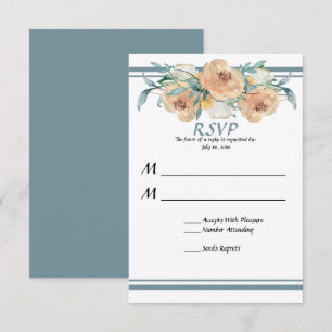 Cartão RSVP Watercolor Floral Summer Wedding Blue Green