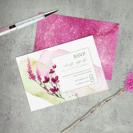 Cartão RSVP Watercolor Fuchsia BI954