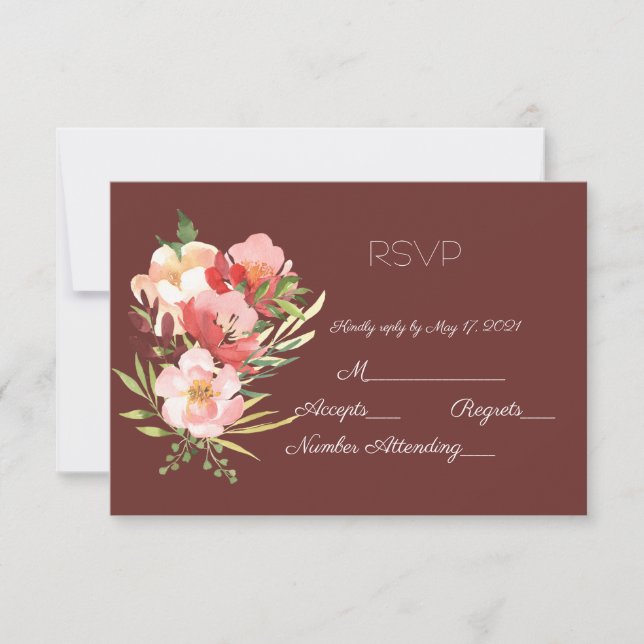 Cartão RSVP Watercolor Garden Rose Bouquet (Frente)