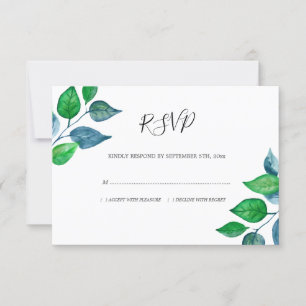 Cartão RSVP Watercolor Greenery Foliage deixa casamento