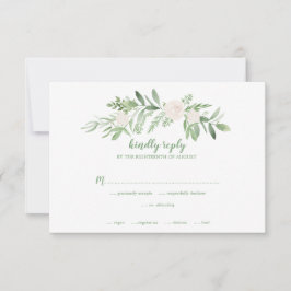 Cartão RSVP Watercolor Ivory Rosa Floral Wedding