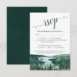 Cartão RSVP Watercolor Lake Tahoe Landscape Rustic Wedding