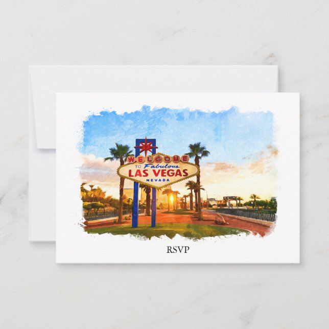 Cartão RSVP Watercolor Las Vegas - Sinal Casamento (Frente)