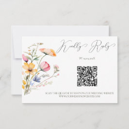 Cartão RSVP Watercolor Meadow Wildflower Casamento Código QR