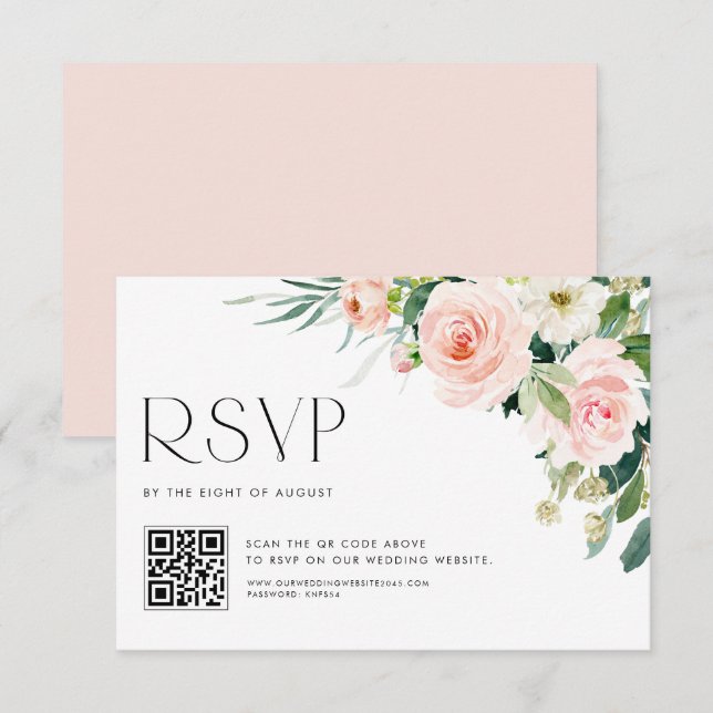Cartão RSVP Watercolor Pastel Garden Flowers Casamento Código  (Frente/Verso)