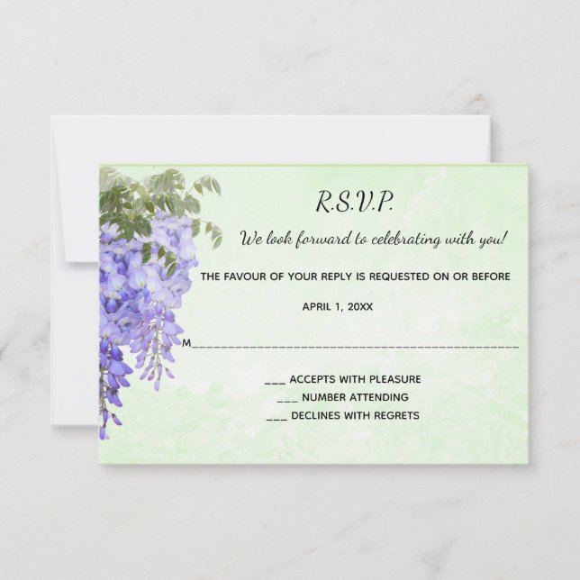 Cartão RSVP Watercolor Purple Wisteria (Frente)