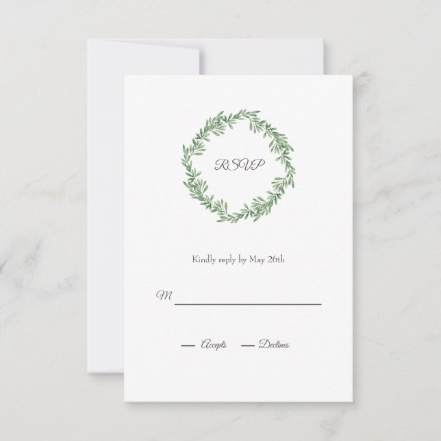 Cartão RSVP Watercolor Rosemary Wreath (Frente)