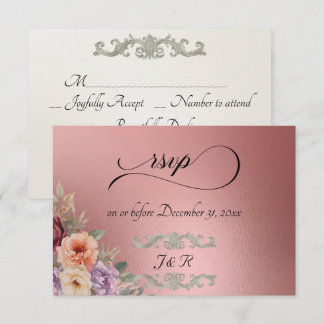 Cartão RSVP Watercolor Spring Wildflowers - Rose Gold