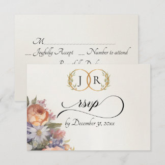 Cartão RSVP Watercolor Wildflowers - Ivory