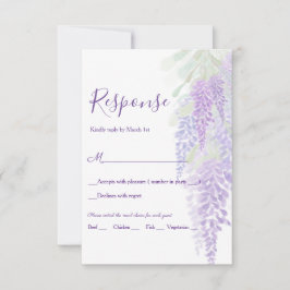 Cartão RSVP Watercolor Wisteria Blooms Casamento Romântico